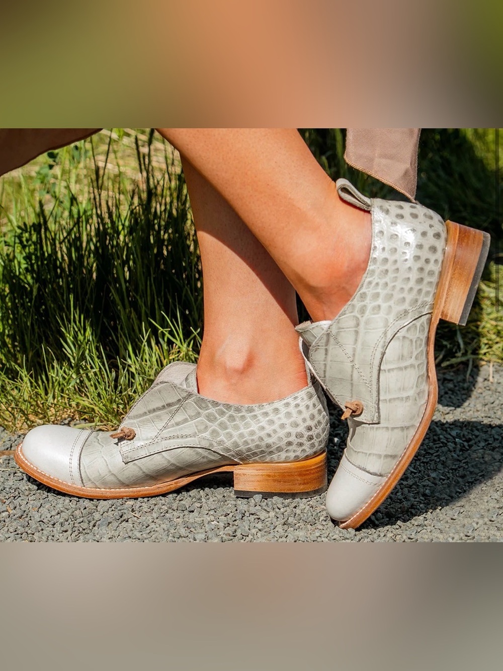 NIB Freebird Mabel Croco Embossed Leather Oxfords Size 9